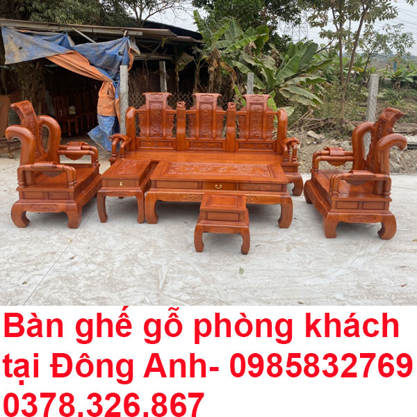 Bàn ghế gỗ phòng khách tại Đông Anh